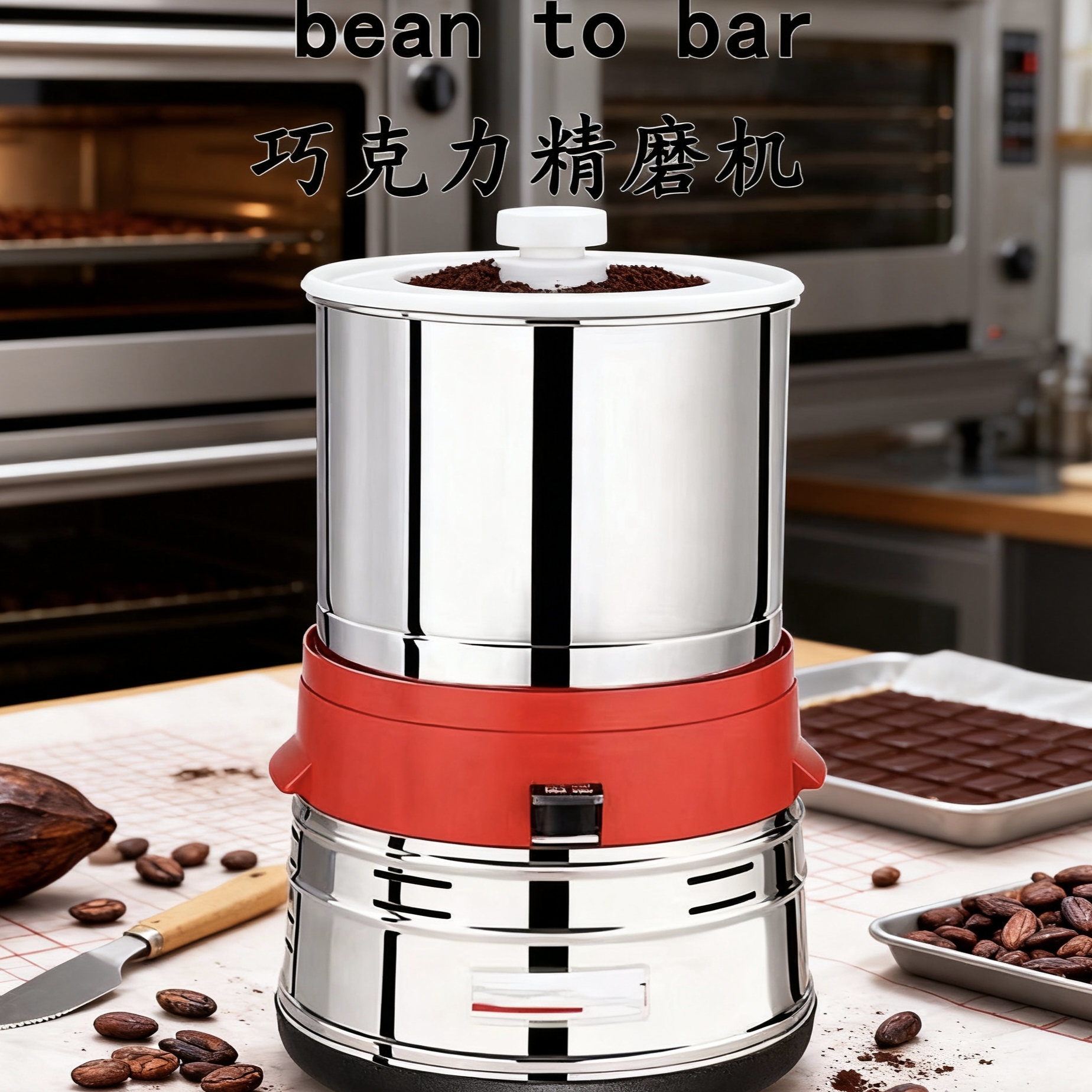 AM QDMECH Household Cocoa Bean Grinder with Double Granite Stones for Chocolate